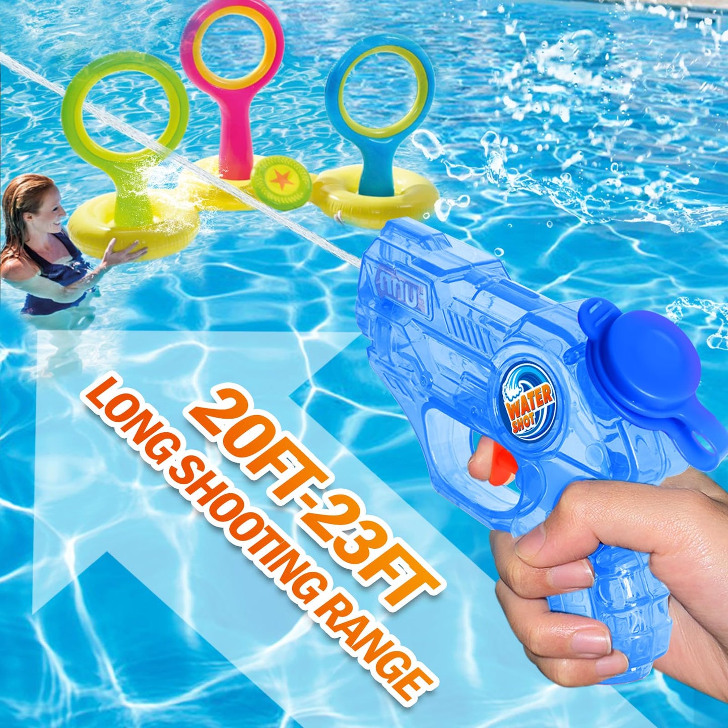 Fikamd Mini Water Guns 4-Pack — Safe, Long-Range 20–23ft Blasters for Kids