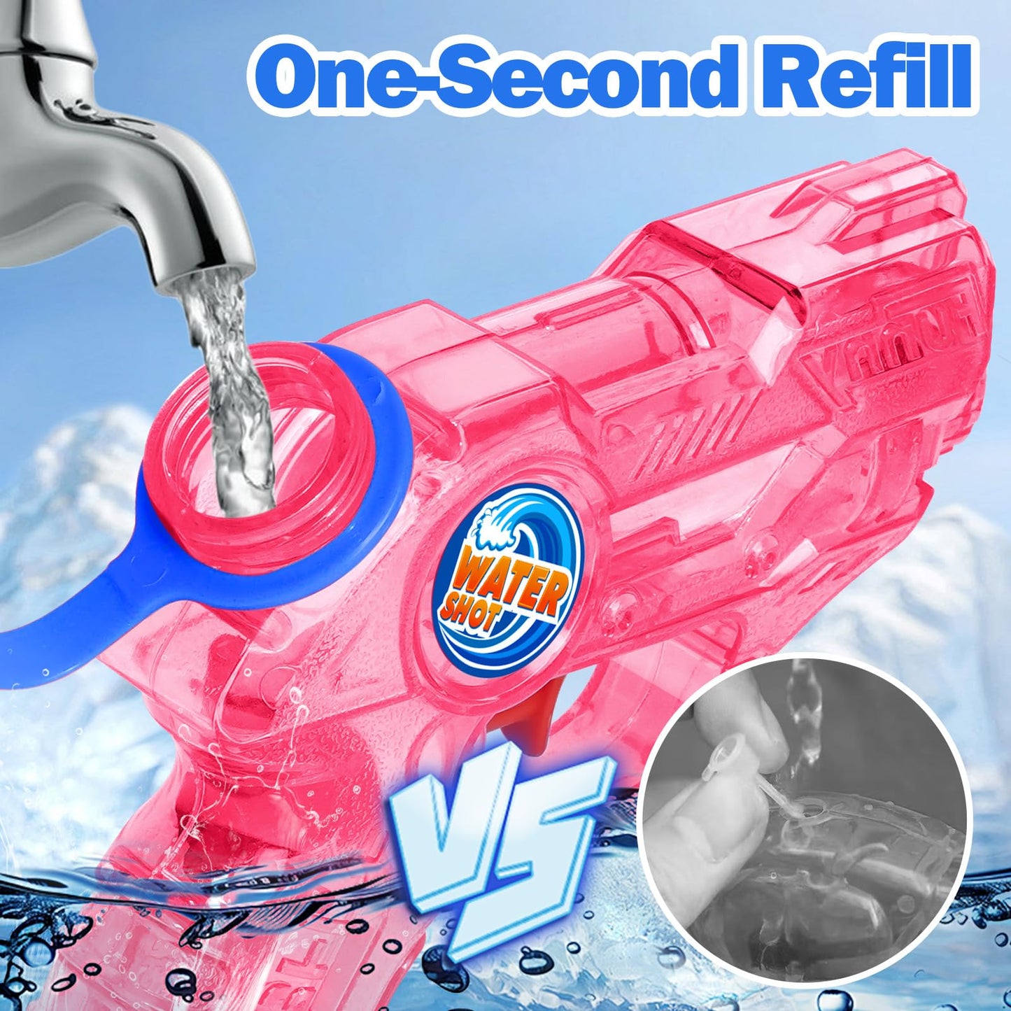 Fikamd Mini Water Guns 4-Pack — Safe, Long-Range 20–23ft Blasters for Kids