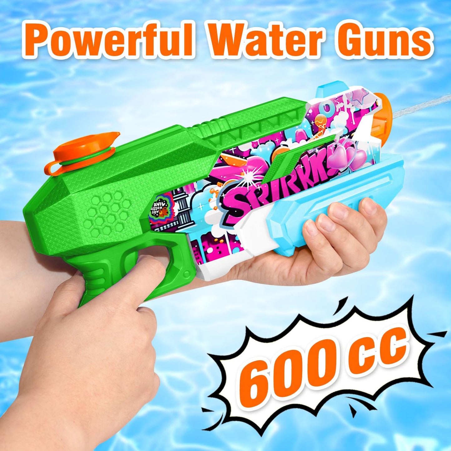 Fikamd 6-Pack Water Guns 600cc – High-Capacity Soaker Blasters for Adults & Kids (Long Range 28-32ft)