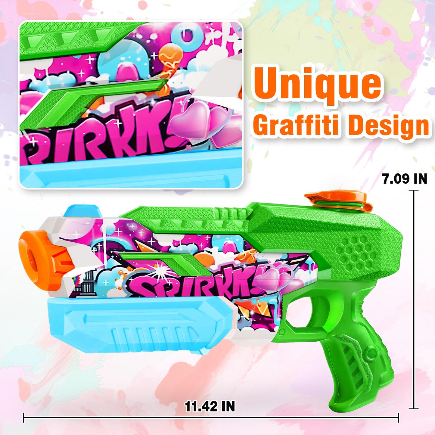 Fikamd 6-Pack Water Guns 600cc – High-Capacity Soaker Blasters for Adults & Kids (Long Range 28-32ft)