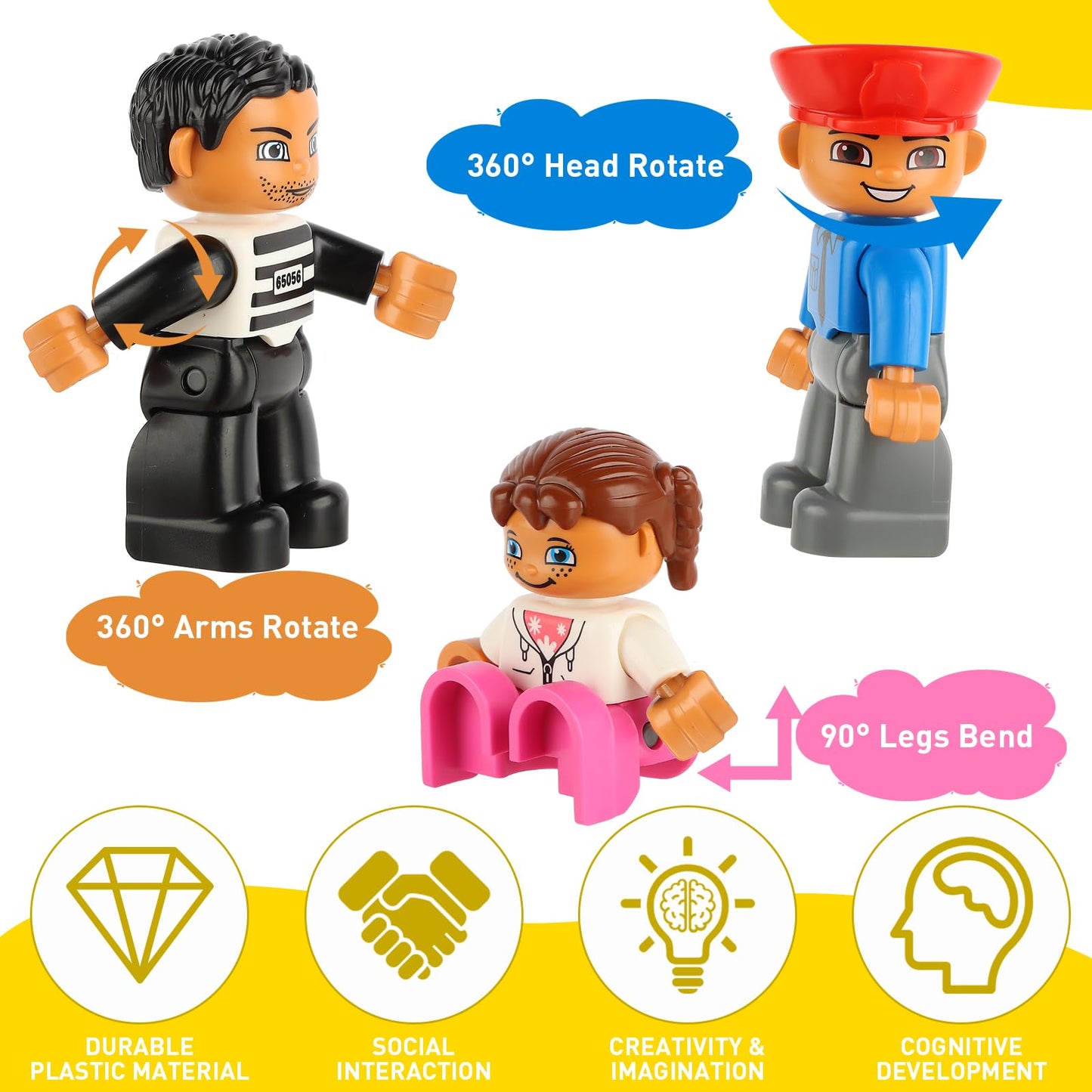 FILDANCO Minifigures Pack – 19 Pcs Community Figures for Building Blocks
