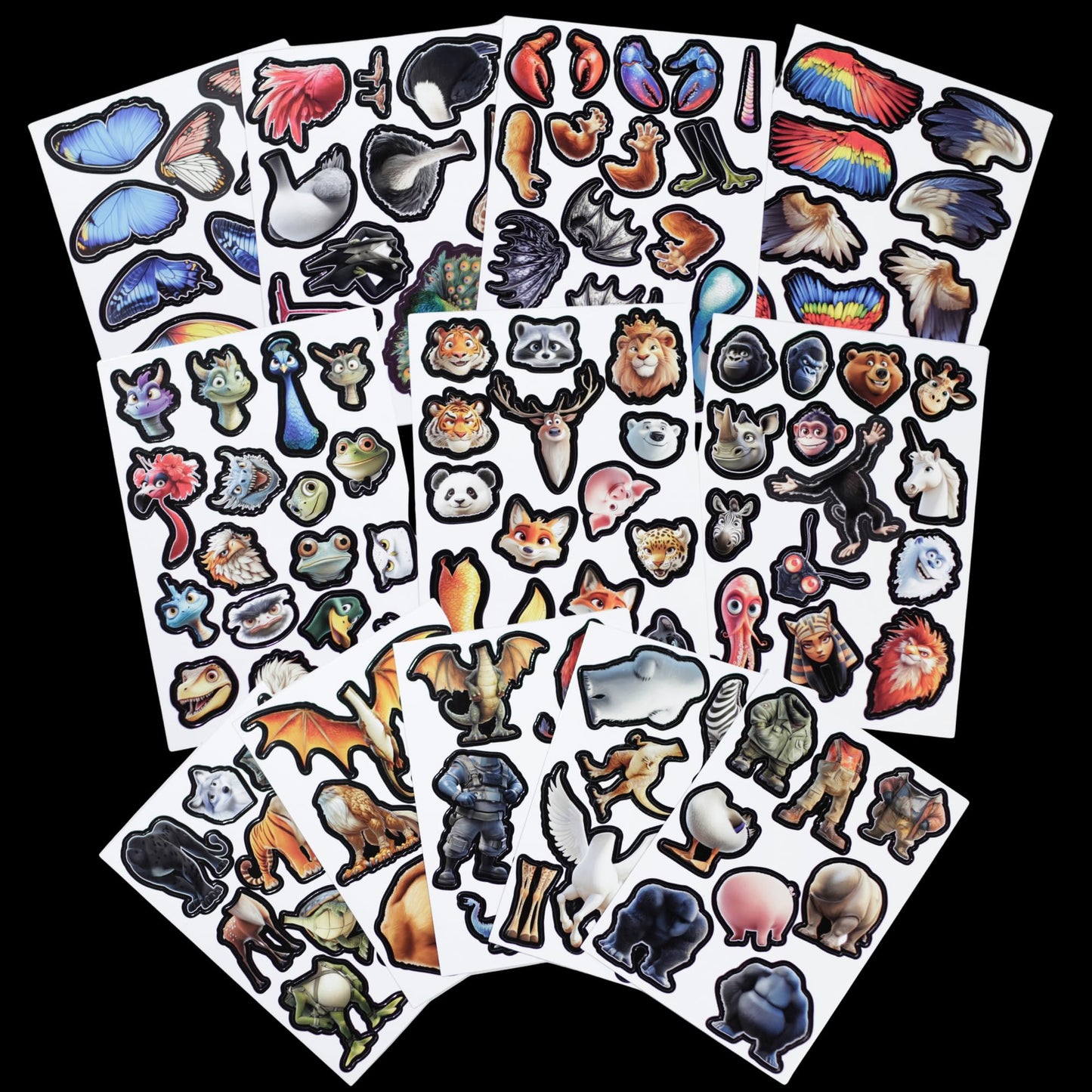 Filigree Fox Design Cryptid Construction Kit Fridge Magnets – 120+ Colorful Monster Magnets