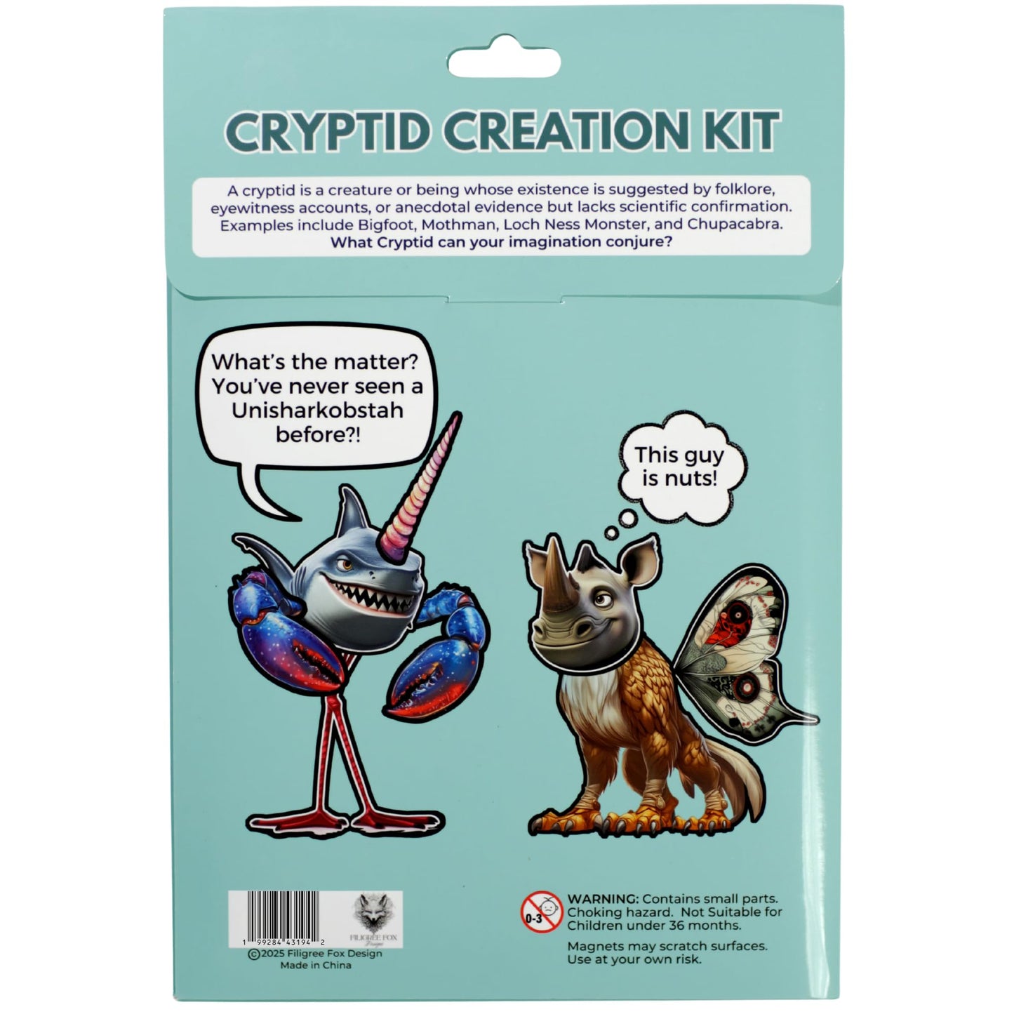 Filigree Fox Design Cryptid Construction Kit Fridge Magnets – 120+ Colorful Monster Magnets