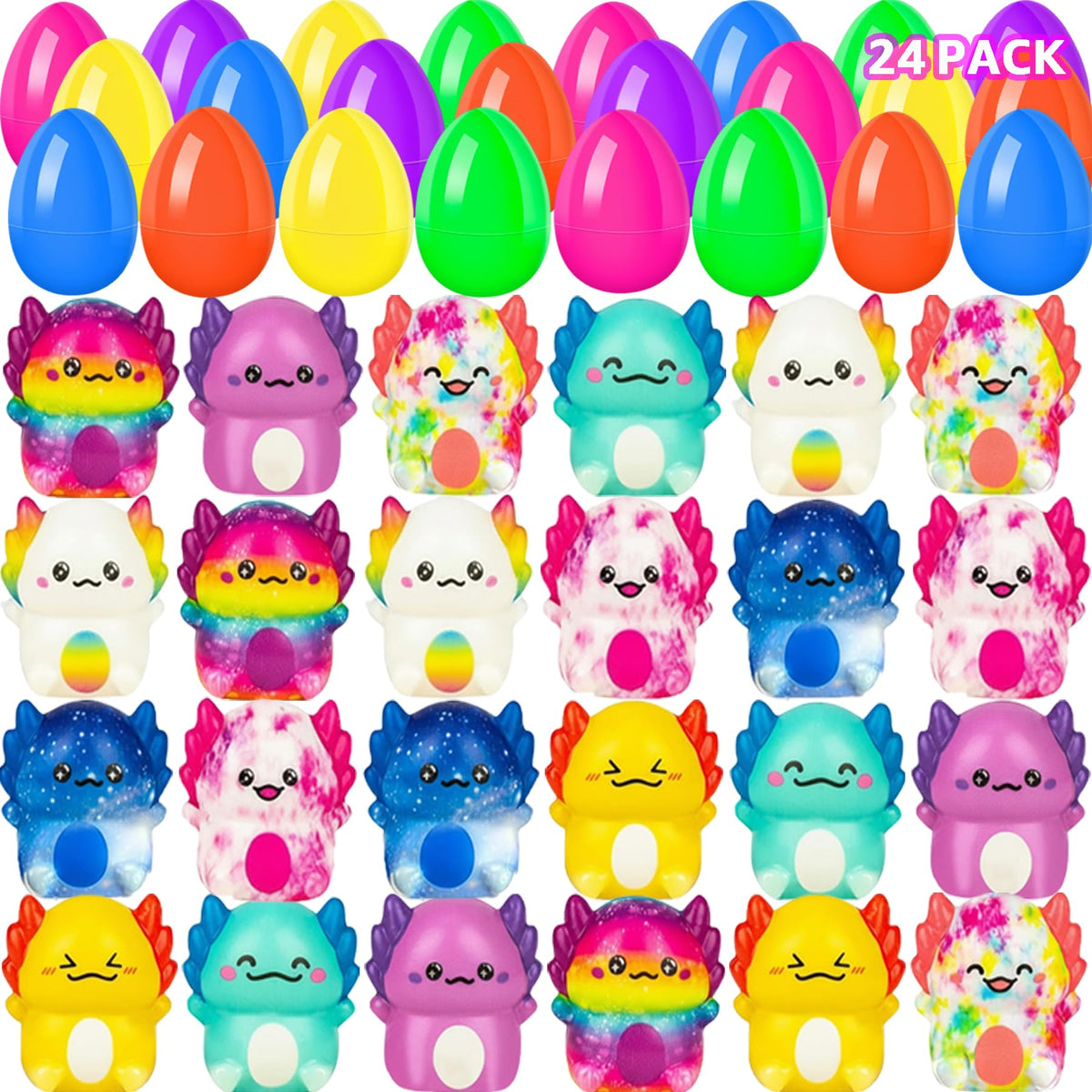 Filledeggs 24 Pack Prefilled Easter Eggs with Toys – Non-Candy Egg Hunt Prizes