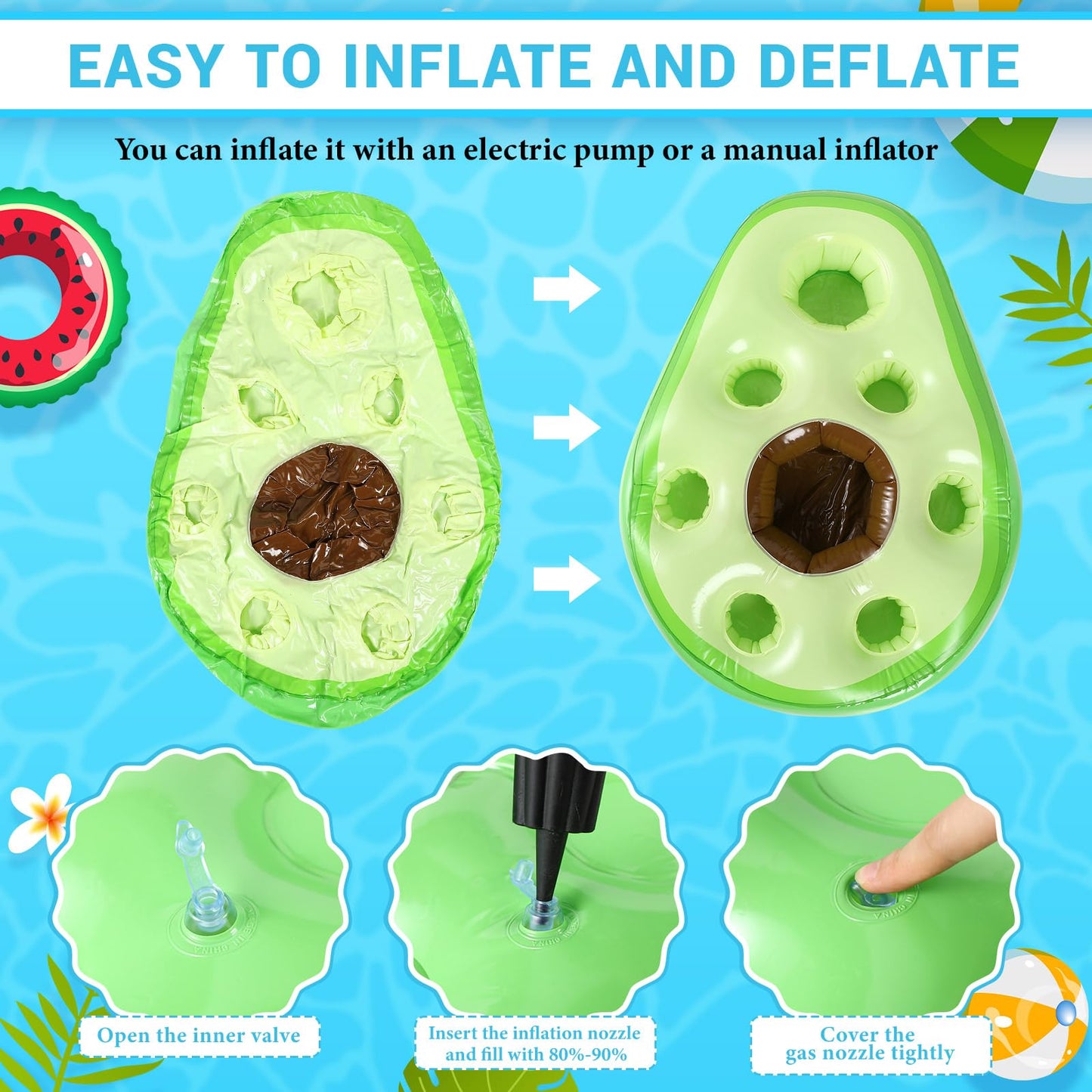 FillTouch Avocado Flamingo Pool Drink Float – 8-Slot Storage & Built-In Tray