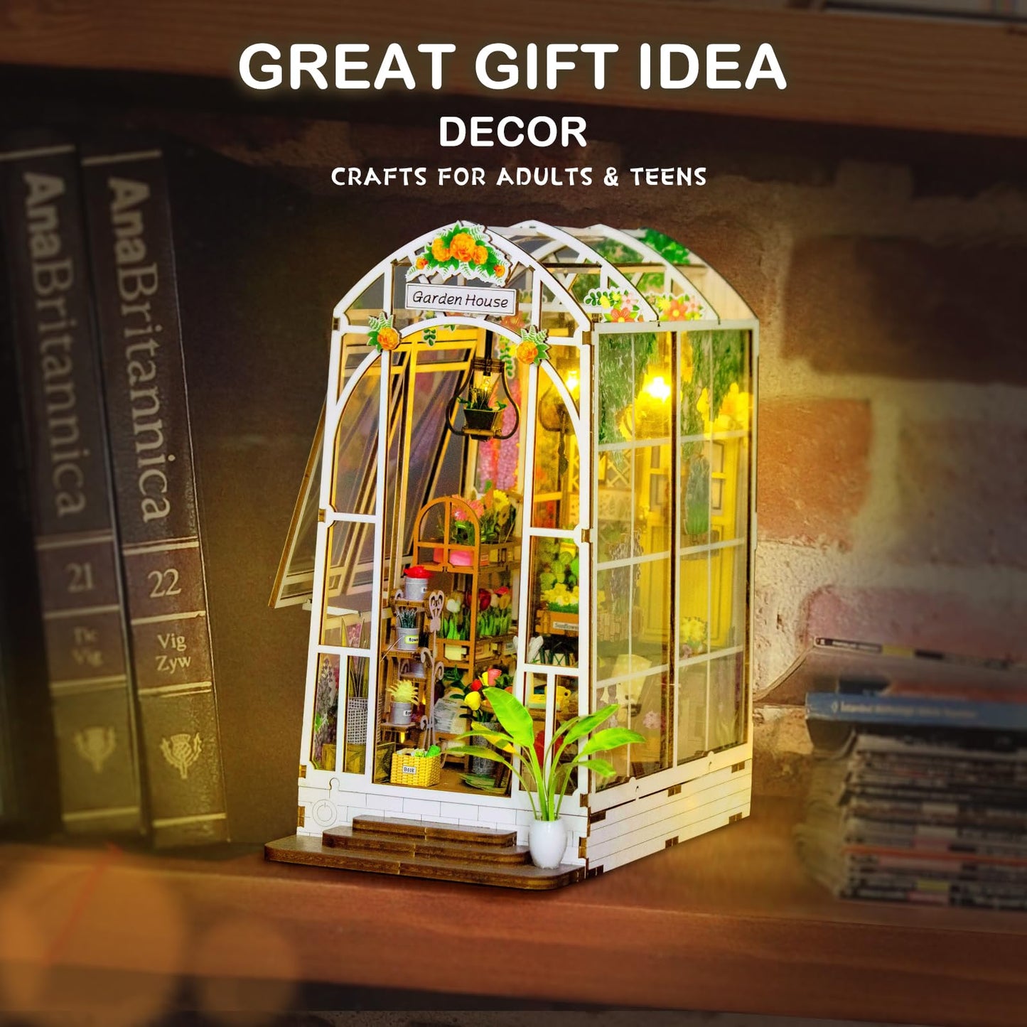 Fimeetoy Book Nook Kit for Adults — DIY Miniature House with LED Light