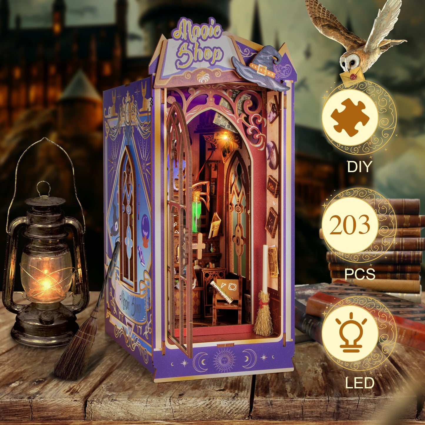 Fimeetoy Glow Book Nook Kit – LED Miniature House DIY for Adults