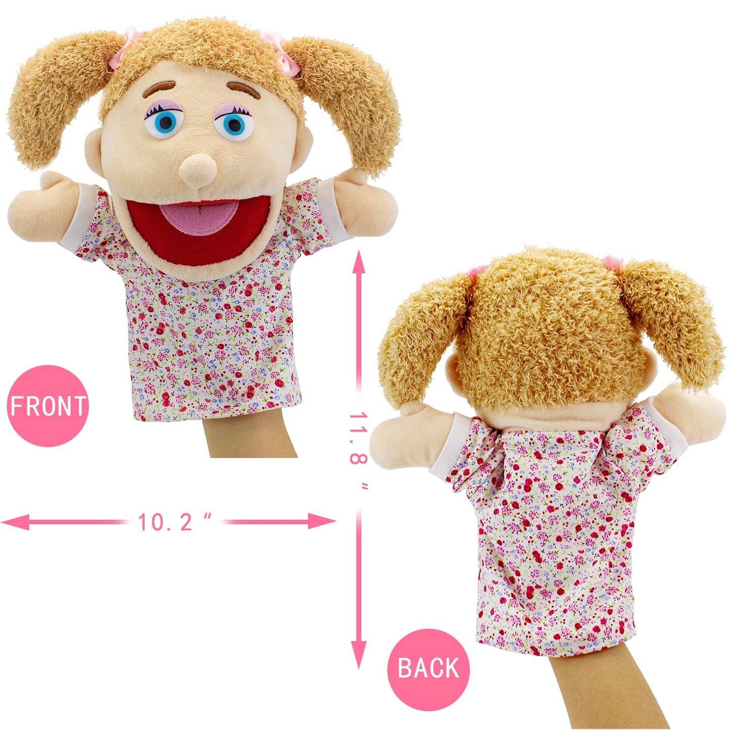 FIMIGID Family Hand Puppets – 13.4-Inch Multi-Ethnic Plush Puppets for Kids