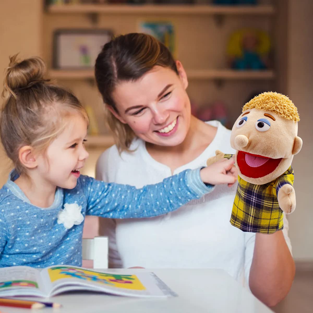 FIMIGID Family Hand Puppets – 6-Piece Multi-Ethnic Plush Puppets for Kids