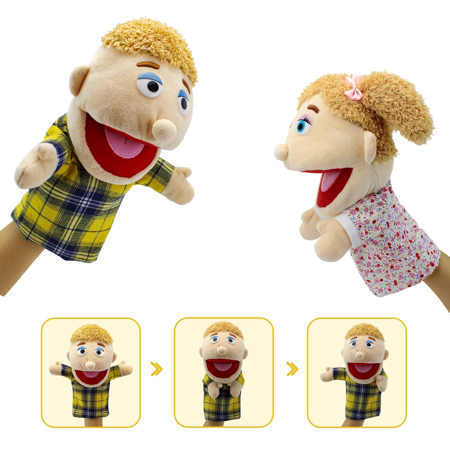 FIMIGID Family Hand Puppets – 6-Piece Multi-Ethnic Plush Puppets for Kids