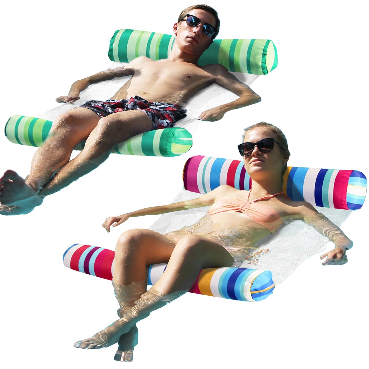 FindUWill 2 Pack XL Pool Floats Hammock – Inflatable Water Lounges 55x28