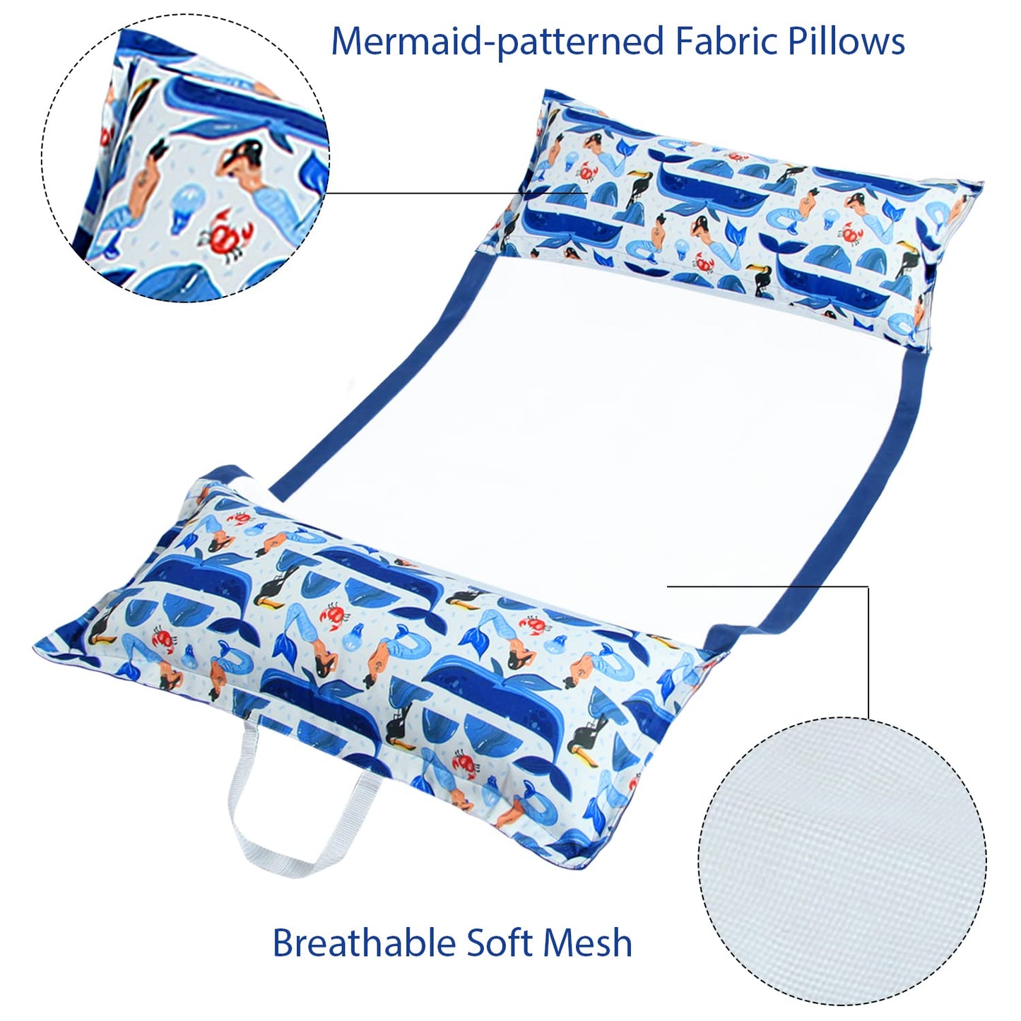 FindUWill 2-Pack Fabric Pool Floats – XL Inflatable Water Hammocks for Adults