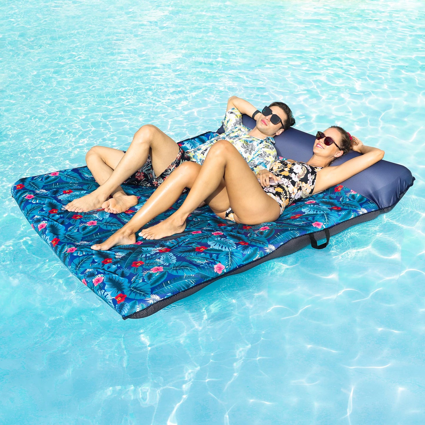FindUWill Ultra Comfort Pool Float - 77'' Double-Size Fabric Covered Lounger with Pillow