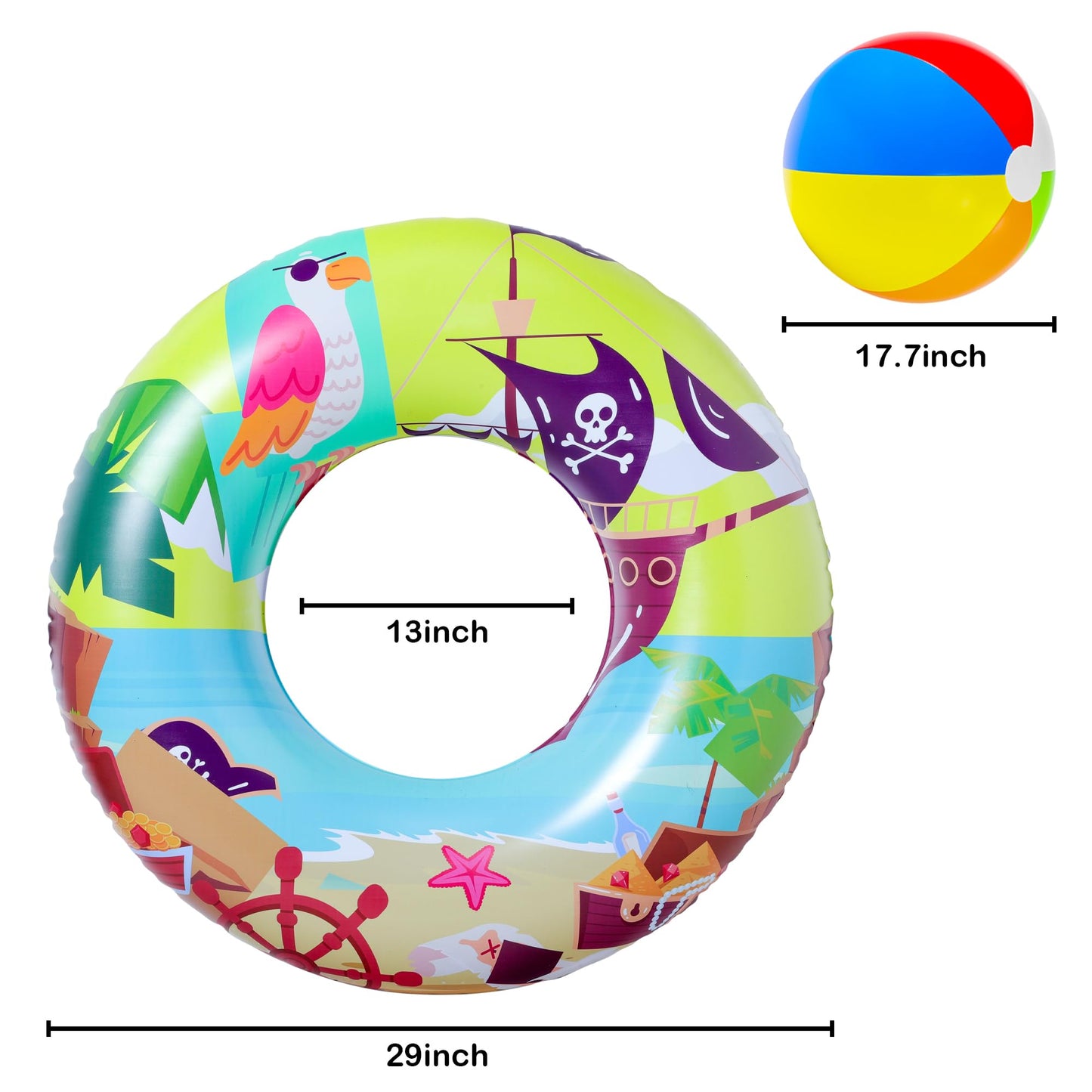 FindUWill 4 Pack Pool Floats + 2 Beach Balls | Inflatable Pool Toys