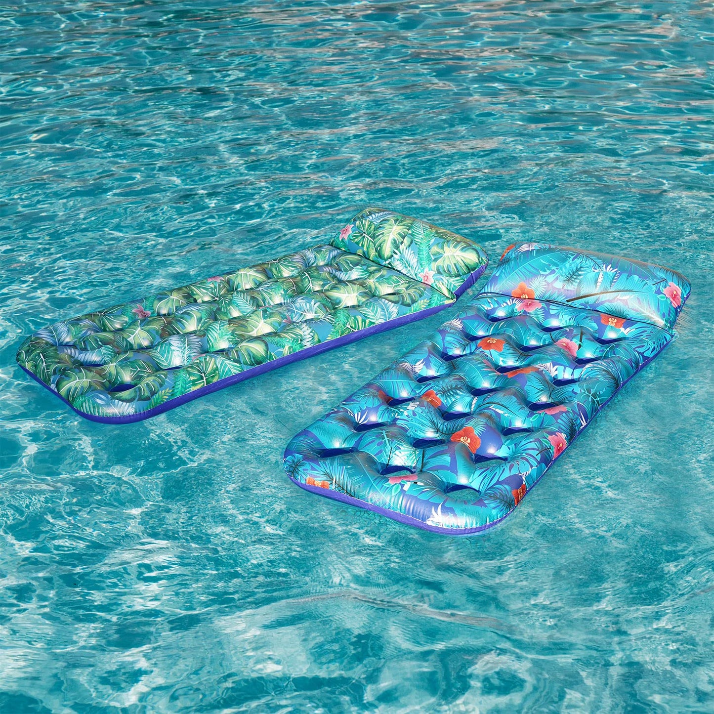 FindUWill Inflatable Pool Floats 2 Pack – XL Monstera Green & Blue