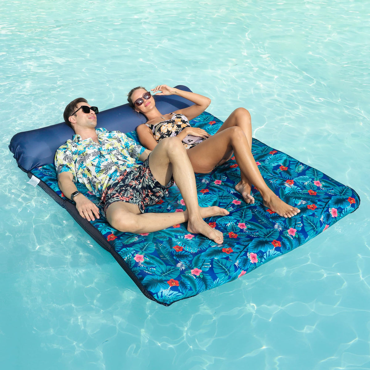 FindUWill Ultra Comfort Pool Float - 77'' Double-Size Fabric Covered Lounger with Pillow