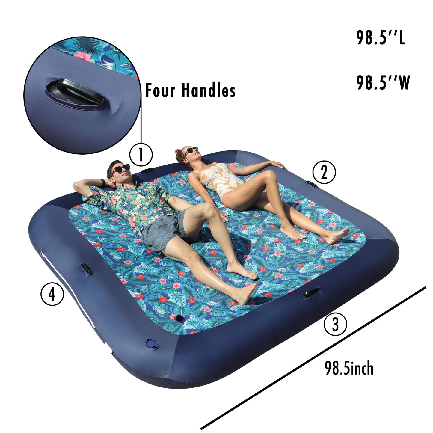 FindUWill Extra Large Pool Float – 98.5'' Fabric-Covered Lounger for 4, Family Pool & Travel
