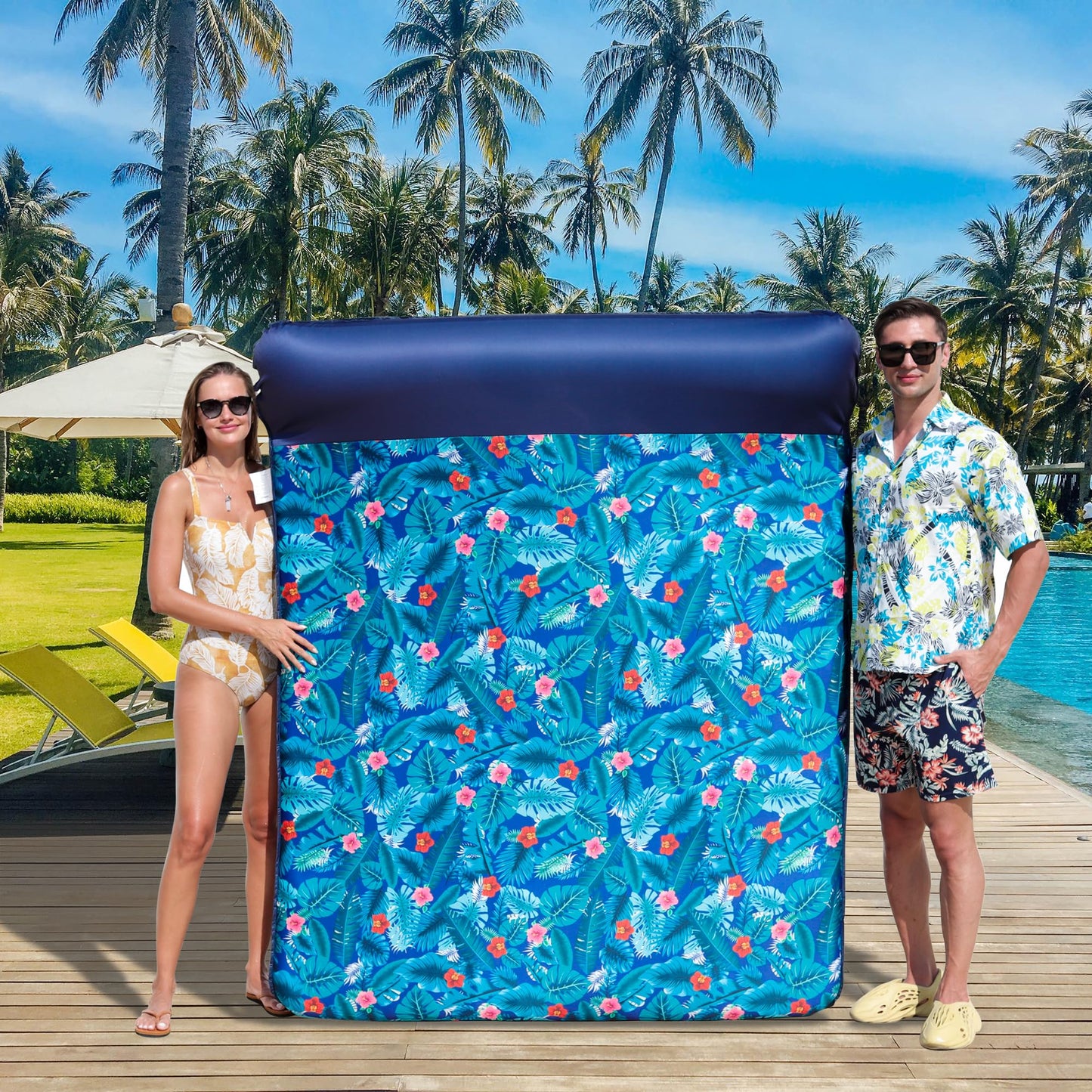 FindUWill Ultra Comfort Pool Float - 77'' Double-Size Fabric Covered Lounger with Pillow