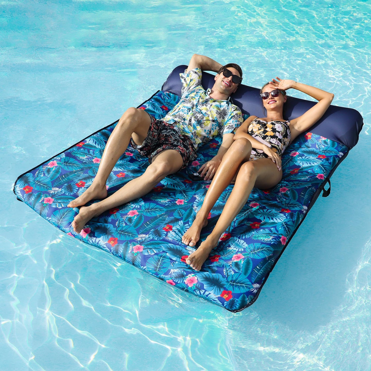 FindUWill Ultra Comfort Pool Float - 77'' Double-Size Fabric Covered Lounger with Pillow