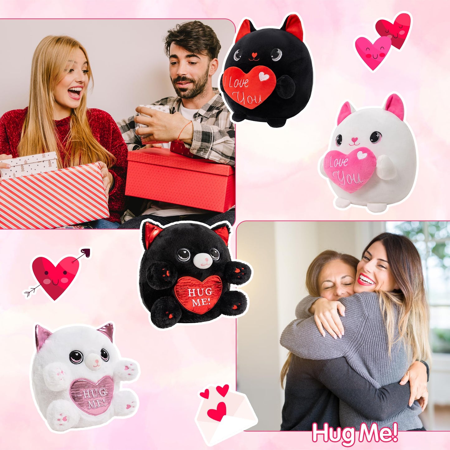 Finebee Black Cat Plush with Heart – I Love You Valentine Gift, 10-Inch