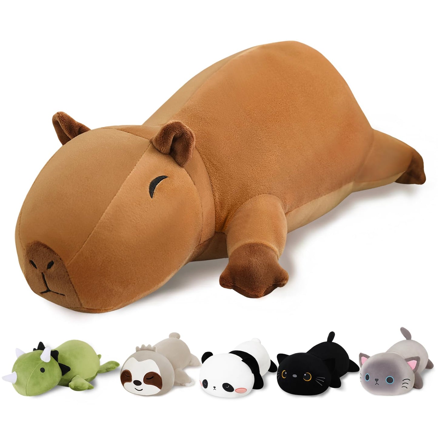 Finebee Weighted Capybara Plush - 60 cm (23.6 in) Soft Weighted Stuffed Animal Pillow