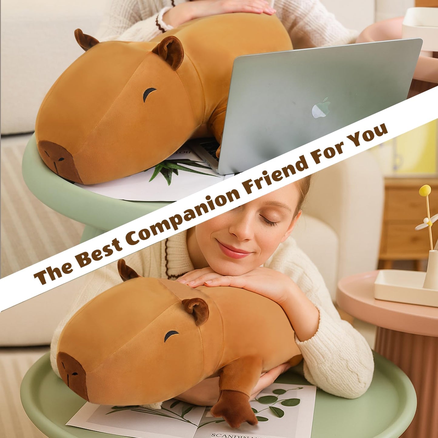 Finebee Weighted Capybara Plush - 60 cm (23.6 in) Soft Weighted Stuffed Animal Pillow