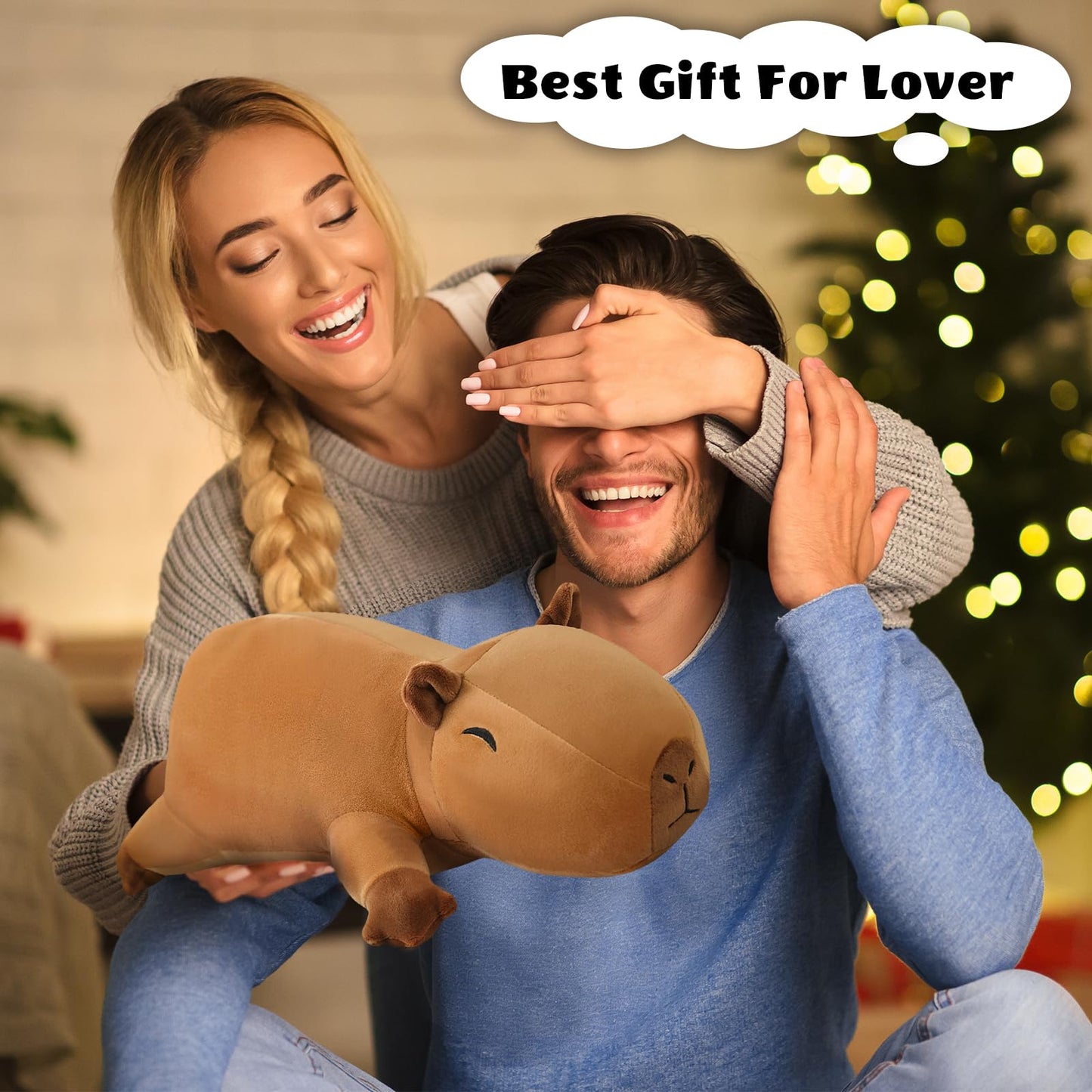 Finebee Weighted Capybara Plush - 60 cm (23.6 in) Soft Weighted Stuffed Animal Pillow