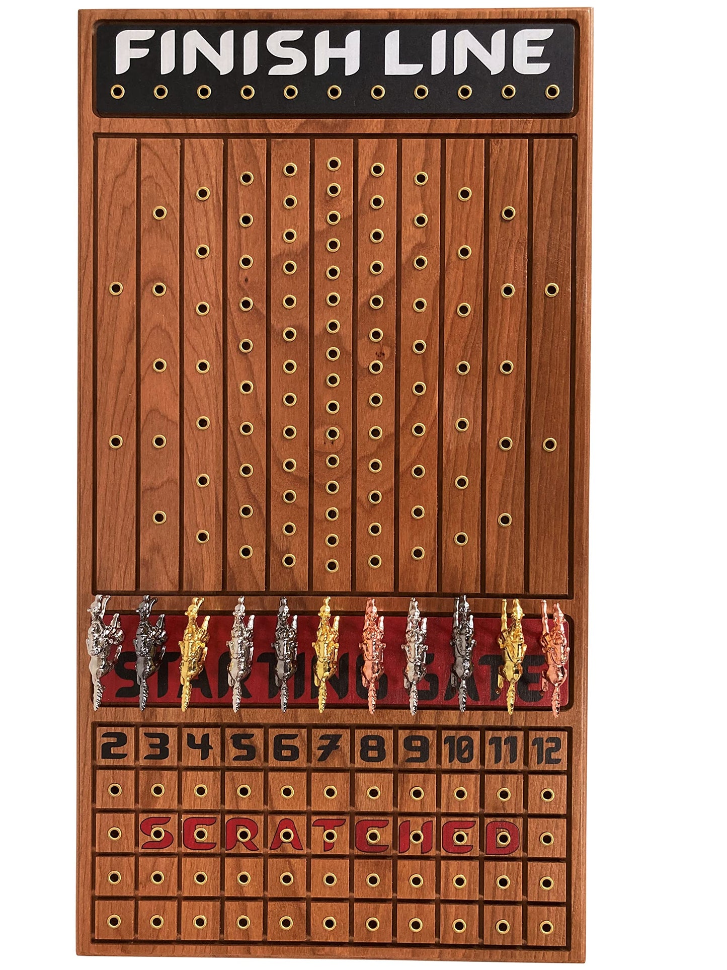 FINENI Horse Racing Game for Adults – 11 Luxe Metal Horses, 22-Inch Cherry Wood Board
