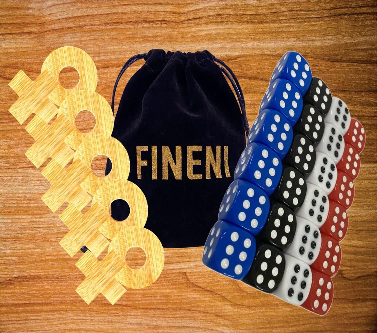 FINENI Dice Battle & TicTacToe Dual-Sided Board Game Set — 2–4 Player Wooden Tabletop Games