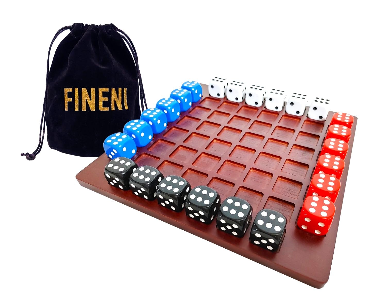 FINENI Dice Battle – 2–4 Player Wooden Tabletop Dice Game
