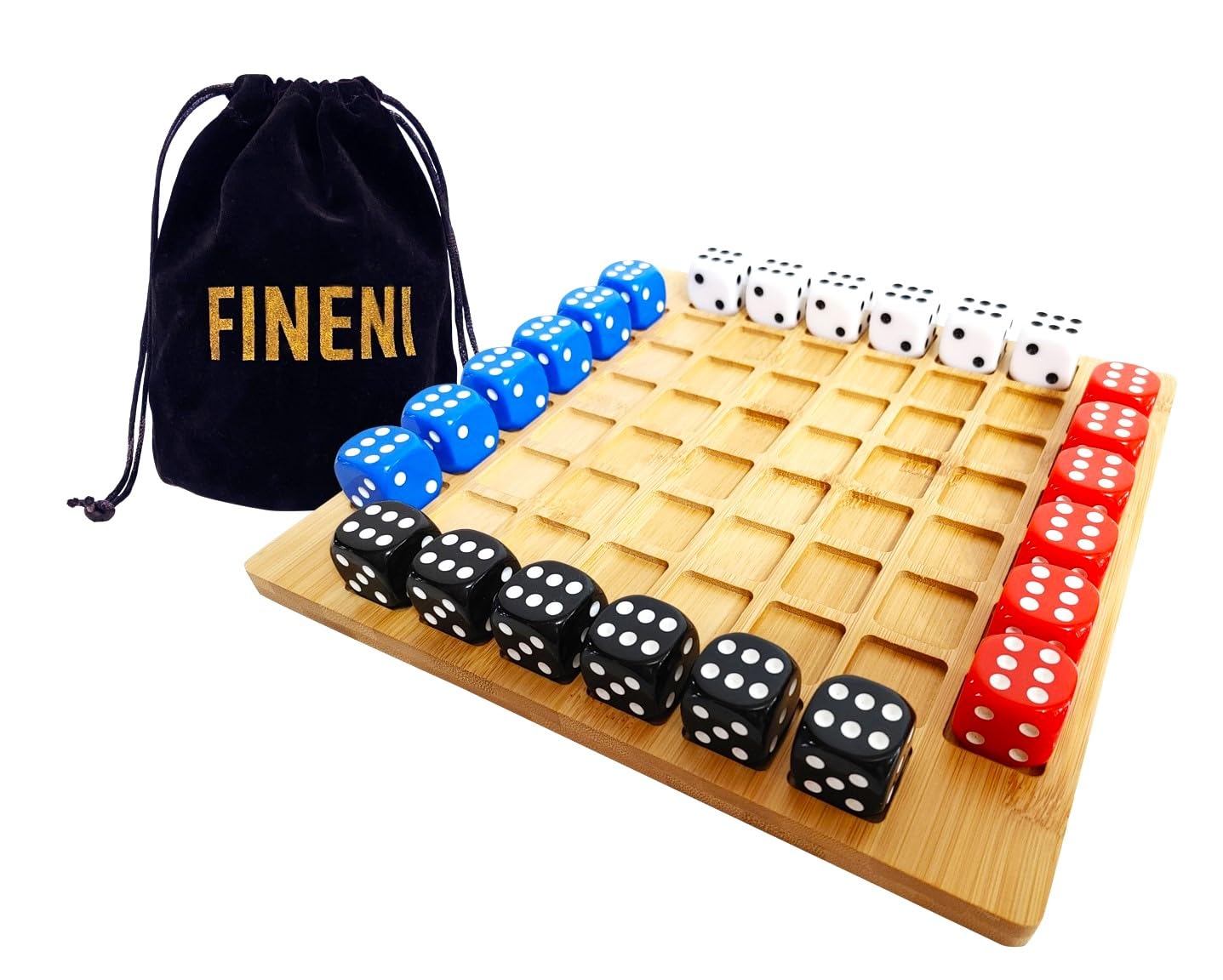 FINENI Dice Battle – 2–4 Player Wooden Tabletop Game for Adults | Premium Bar Dice & Family Night