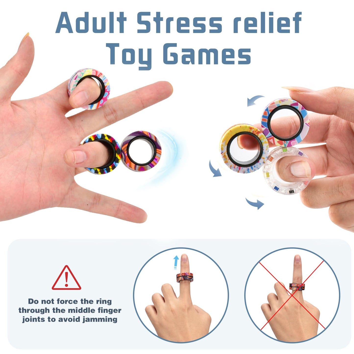 Finger Rock 15Pcs Magnetic Fidget Rings Set | Adult & Kids Stocking Stuffers