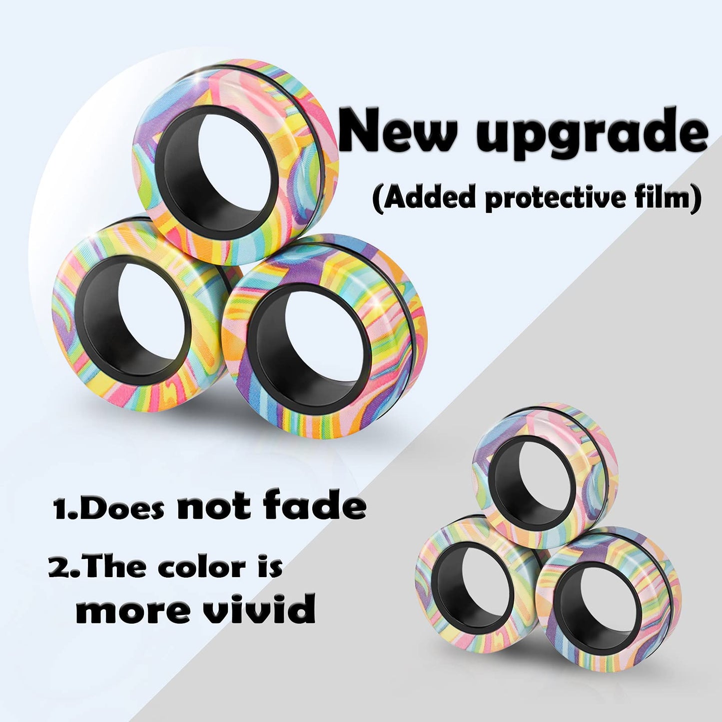 Finger Rock 3PCS Magnetic Rings Fidget Set – ADHD Fidget Toys & Anxiety Relief