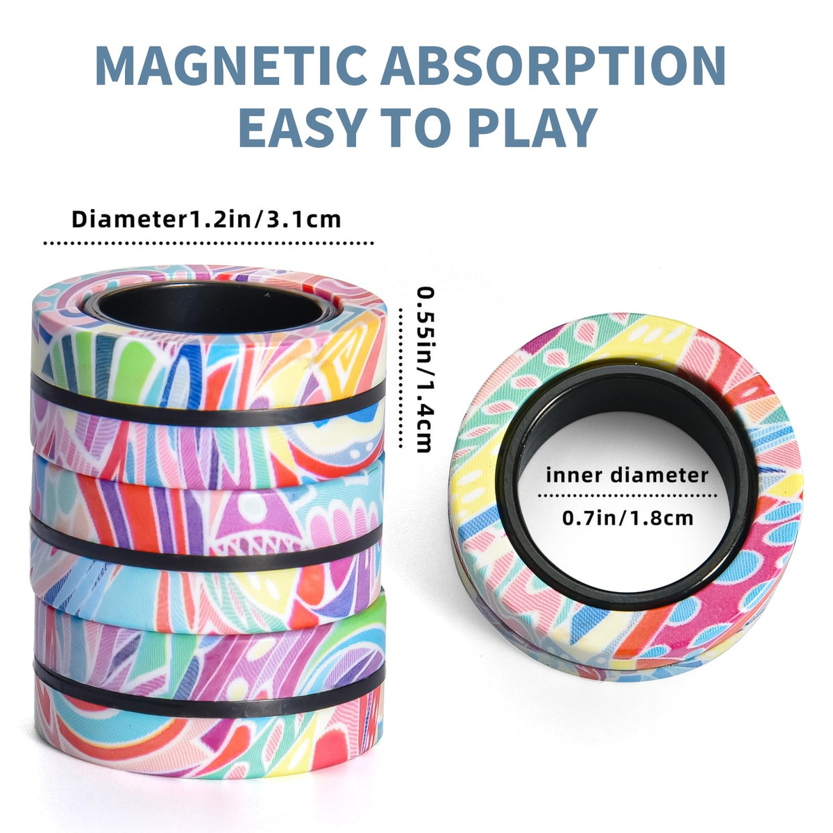 Finger Rock Magnetic Rings – 3pc Fidget Spinner Rings for Anxiety Relief & Focus