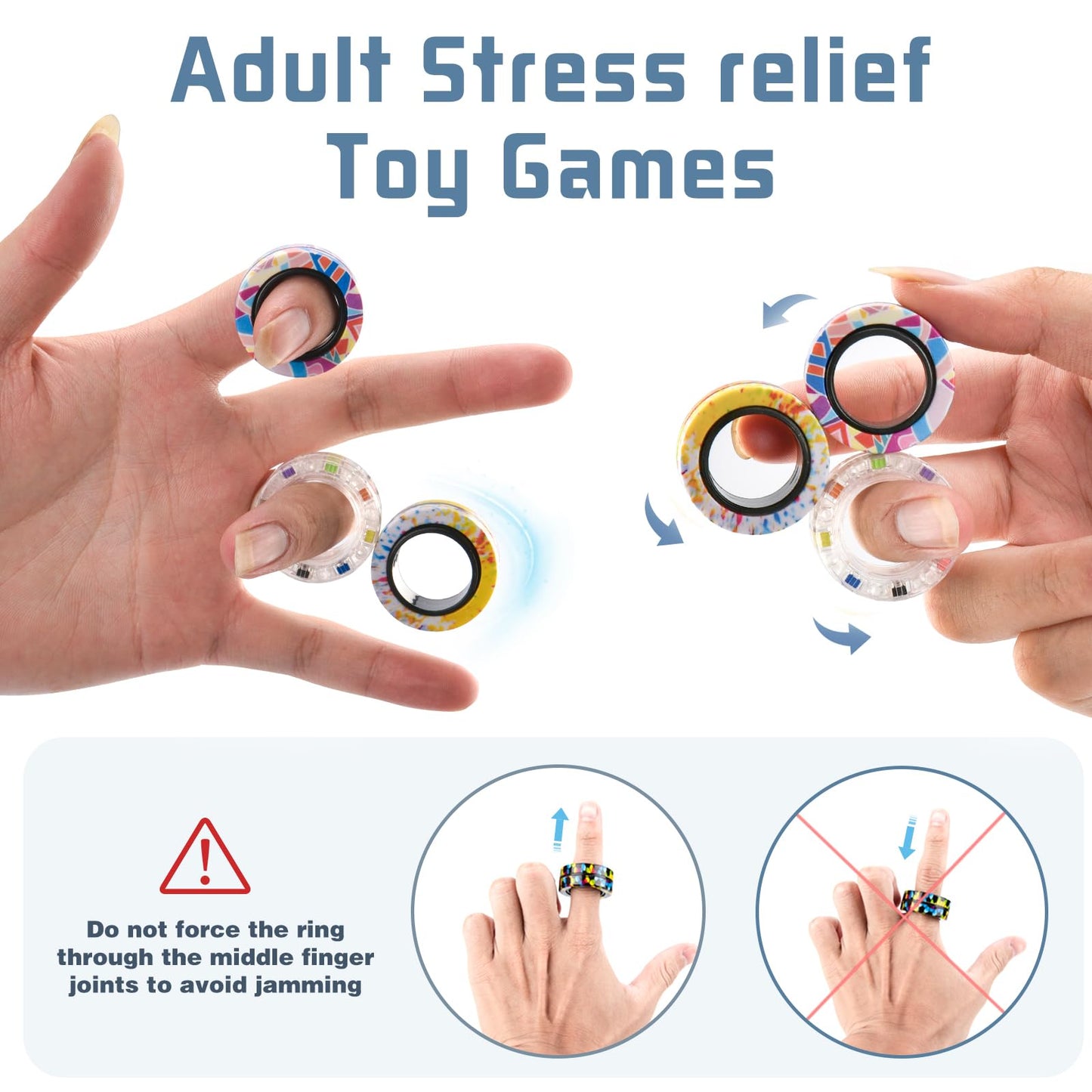 Finger Rock 12Pcs Magnetic Fidget Rings – Anxiety Relief & Portable Stress Toys