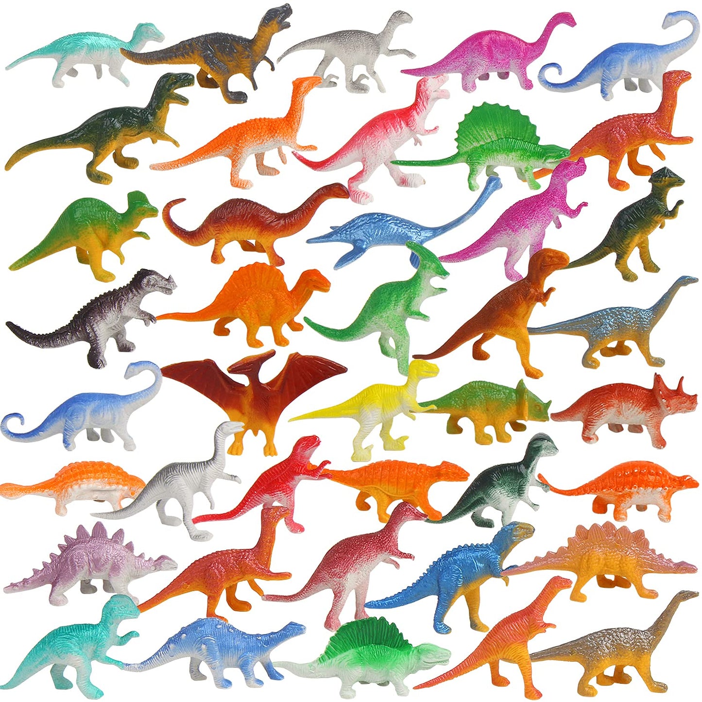 FINGOOO 39-Piece Mini Dinosaur Figures – Assorted 2–4in Dinosaurs for Party Favors, Cake Toppers & Learning