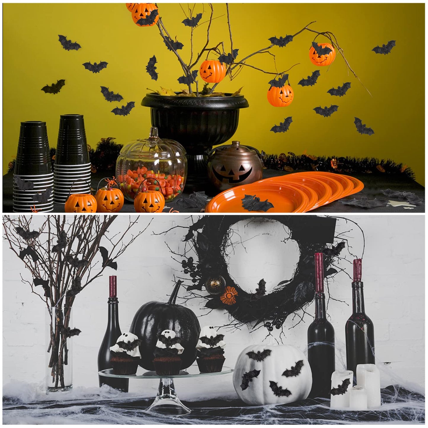 FINGOOO Plastic Bats Halloween – 36pcs Mini Bats for Decor, Party Favors & Pranks