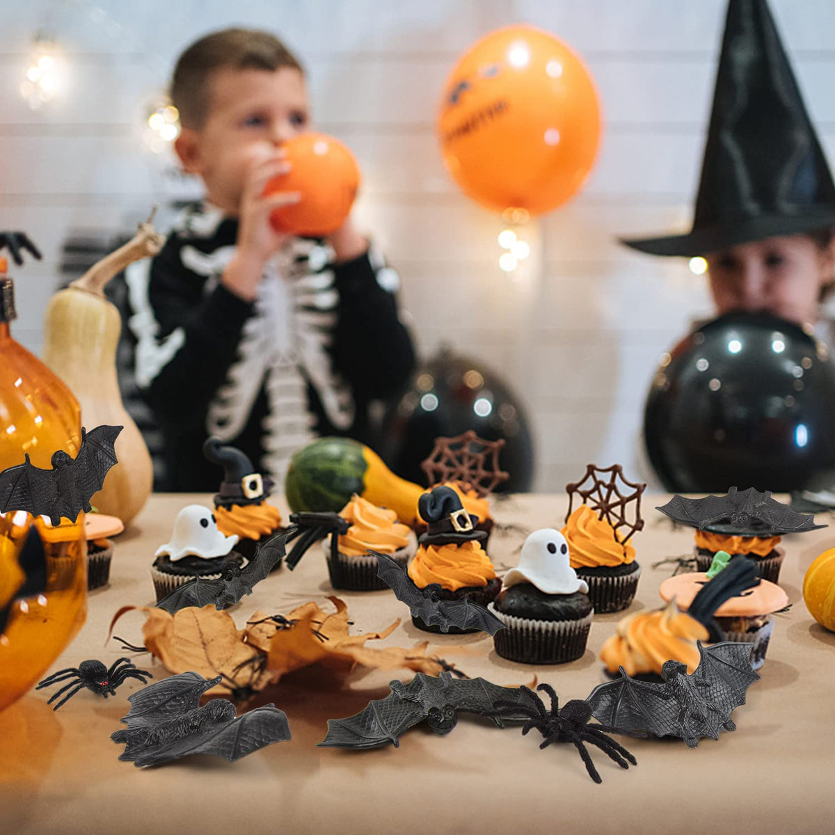 FINGOOO Plastic Bats Halloween – 36pcs Mini Bats for Decor, Party Favors & Pranks