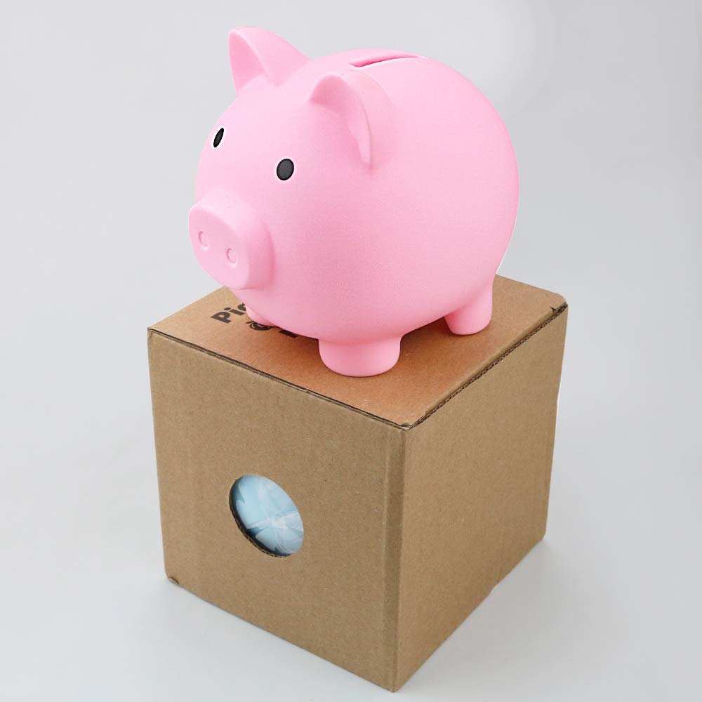 Fireboomoon 2 Pack Pig Money Bank – Unbreakable Plastic Coin Bank (Blue & Pink)