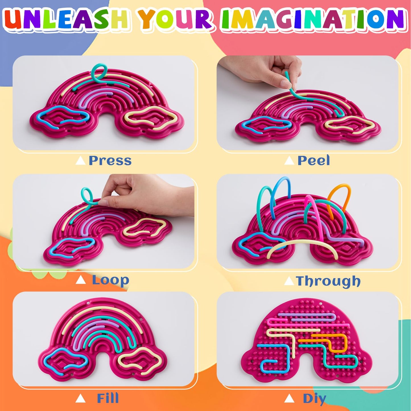 Fire Frog Sensory Activity Board 2-Pack | Double-Sided Rainbow Fidget Toy with Travel Bag