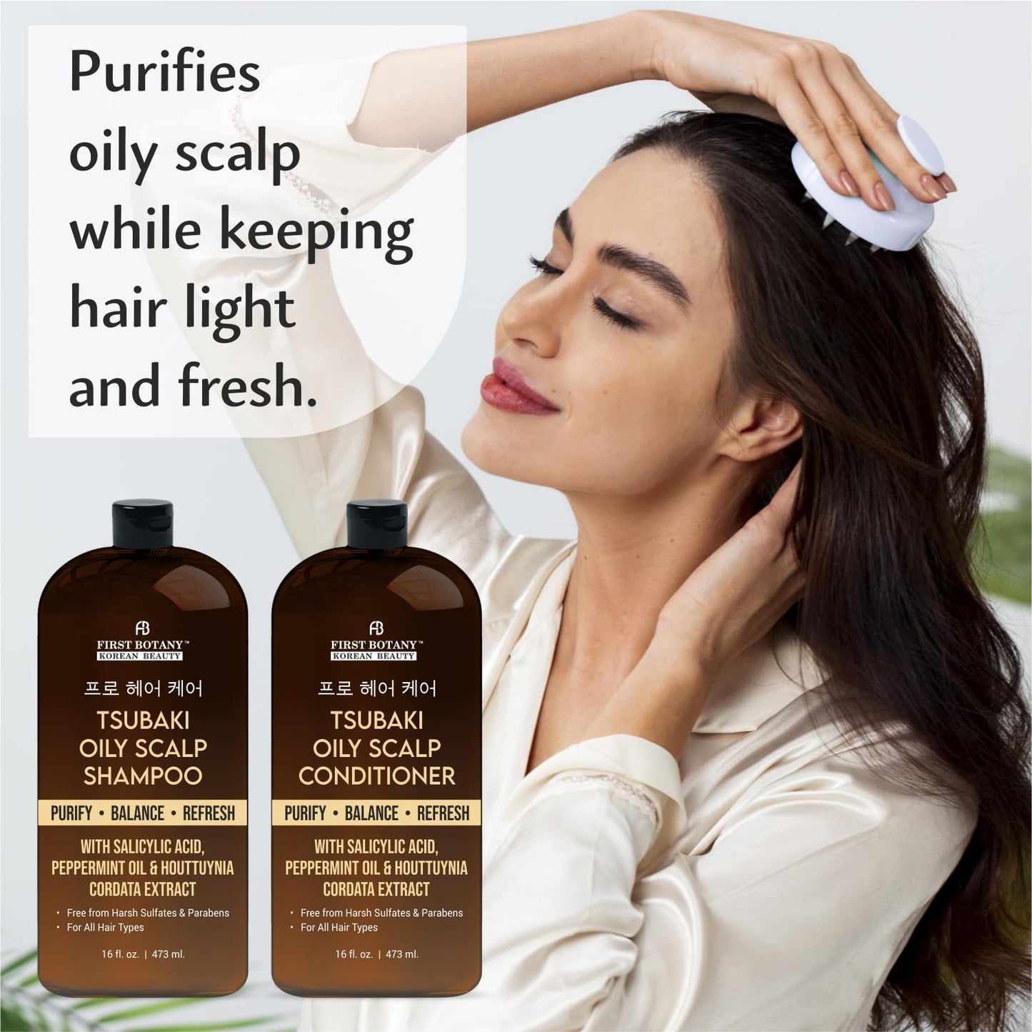First Botany Oily Scalp Shampoo & Conditioner Set – Purifying Clarifying Formula with Salicylic Acid, Peppermint, & Houttuynia