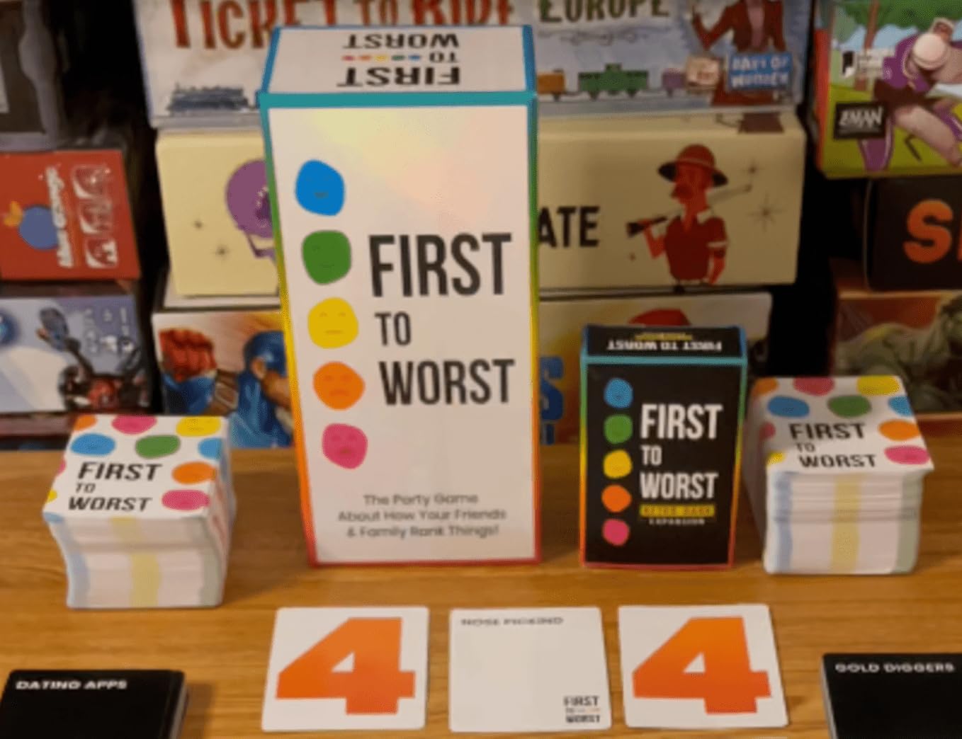 FIRST TO WORST Party Game + After Dark Set – Hilarious Ranking & Guessing Card Game for Friends & Family