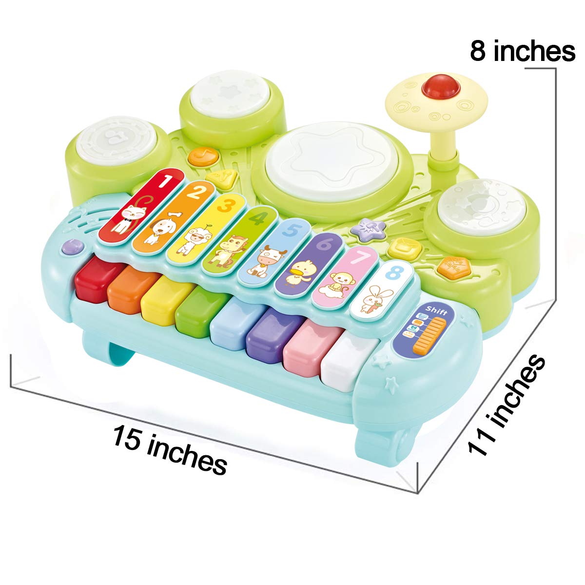 Fisca 3-in-1 Musical Instruments Toy | Piano, Drum & Xylophone for Toddlers