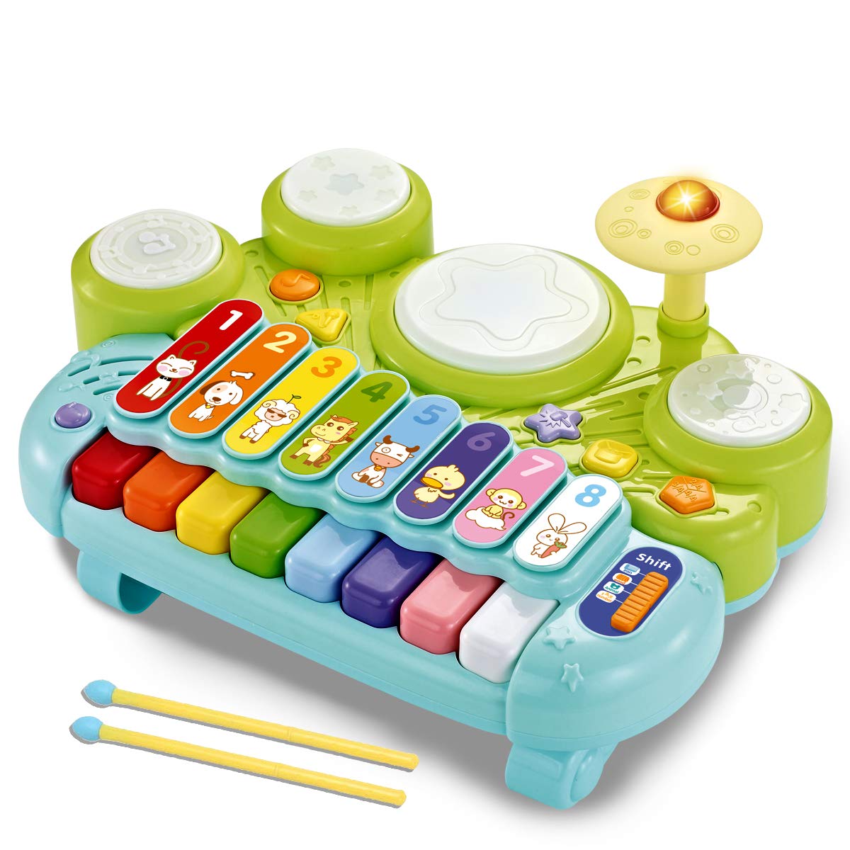 Fisca 3-in-1 Musical Instruments Toy | Piano, Drum & Xylophone for Toddlers