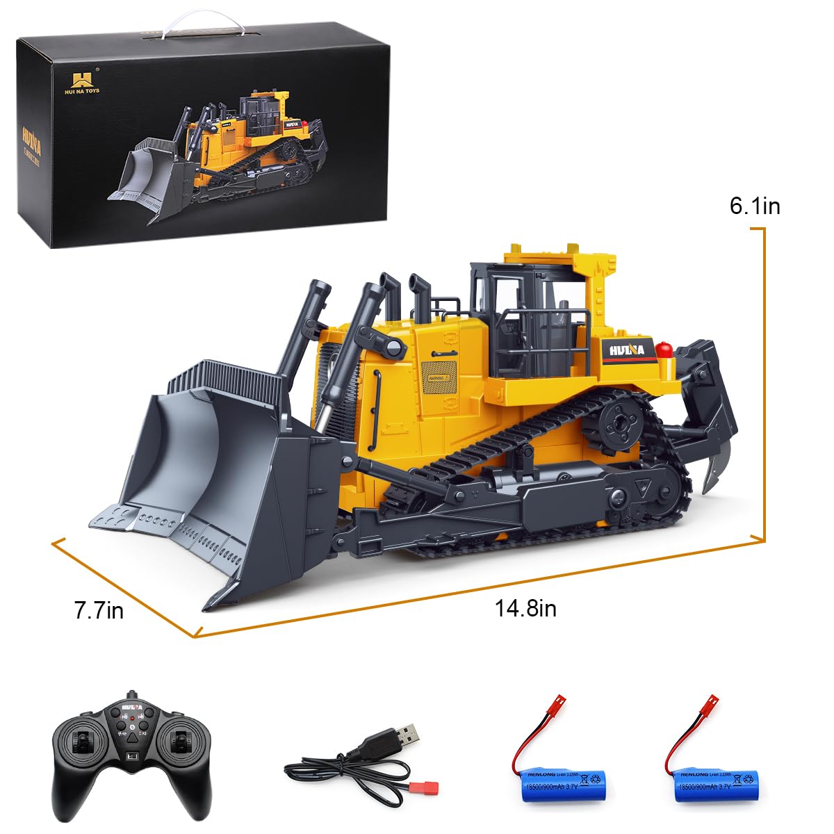 fisca Remote Control Bulldozer RC 1/16 – 2.4GHz 11-Channel Front Loader with Lights & Sound