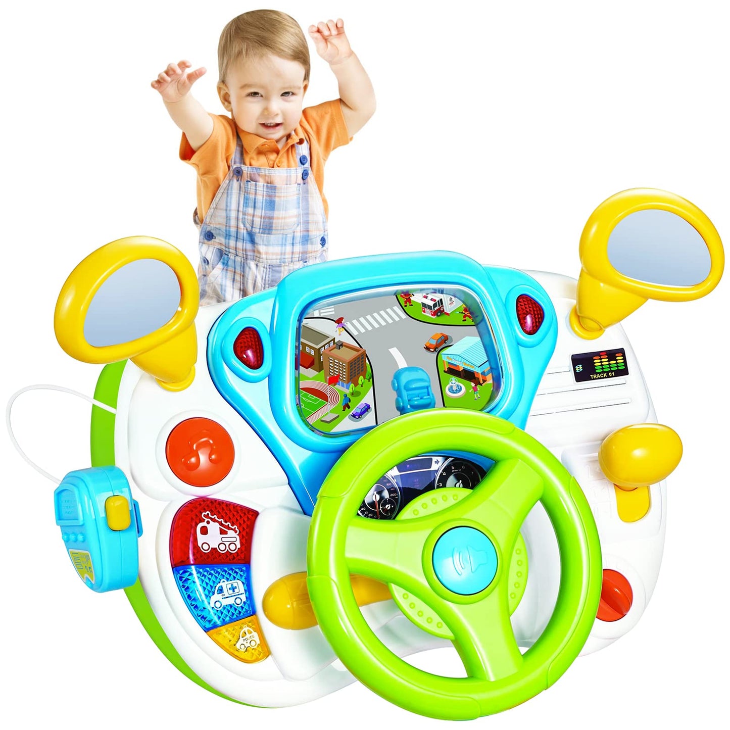 Fisca Toddler Steering Wheel Toy – Interactive Driving Learning Toy for 1-3 Year Olds