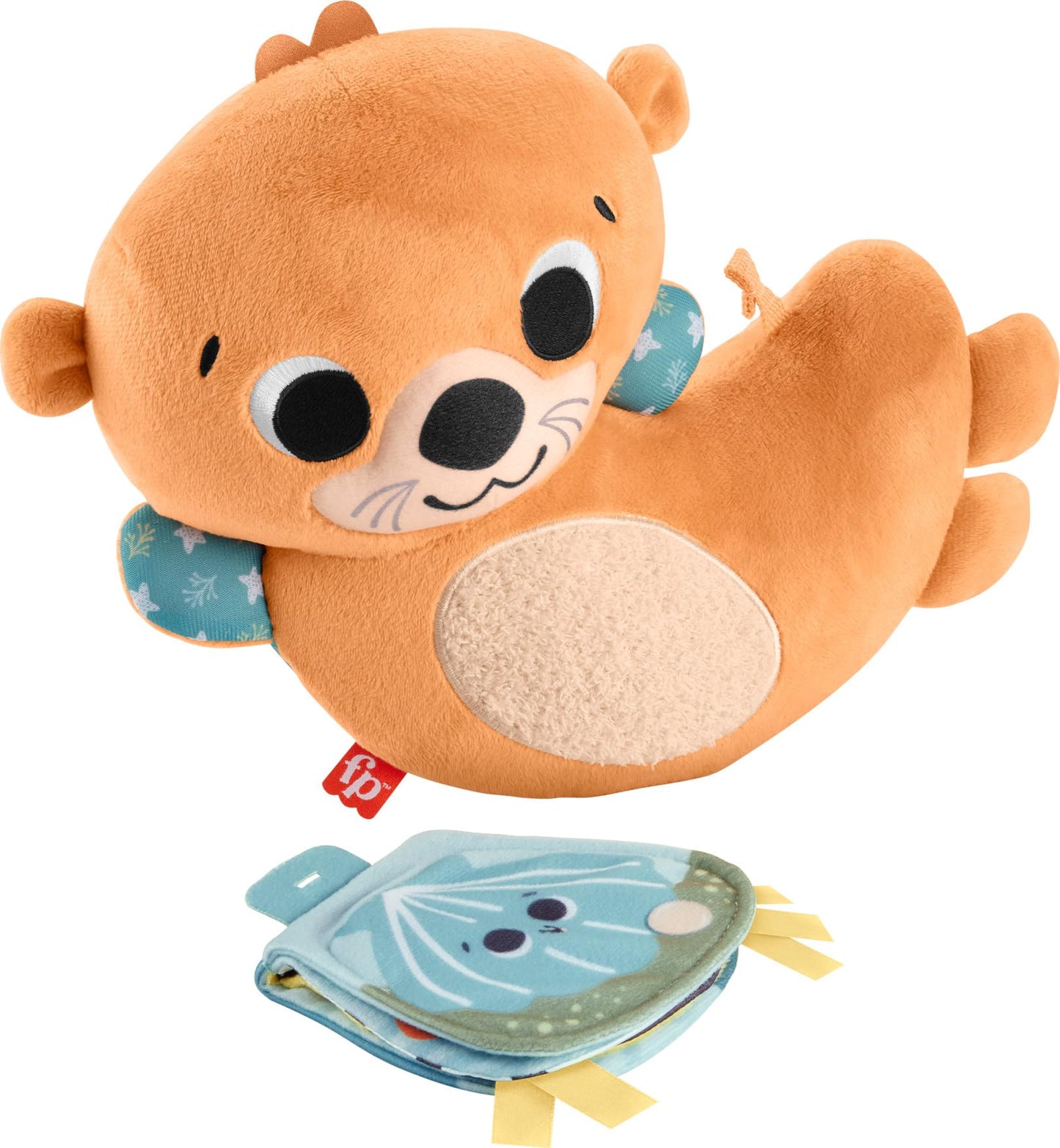 Fisher-Price 2-in-1 Rockin' Tummy Time Otter Toy & Soft Book | Sensory Baby Toy 0+ Months