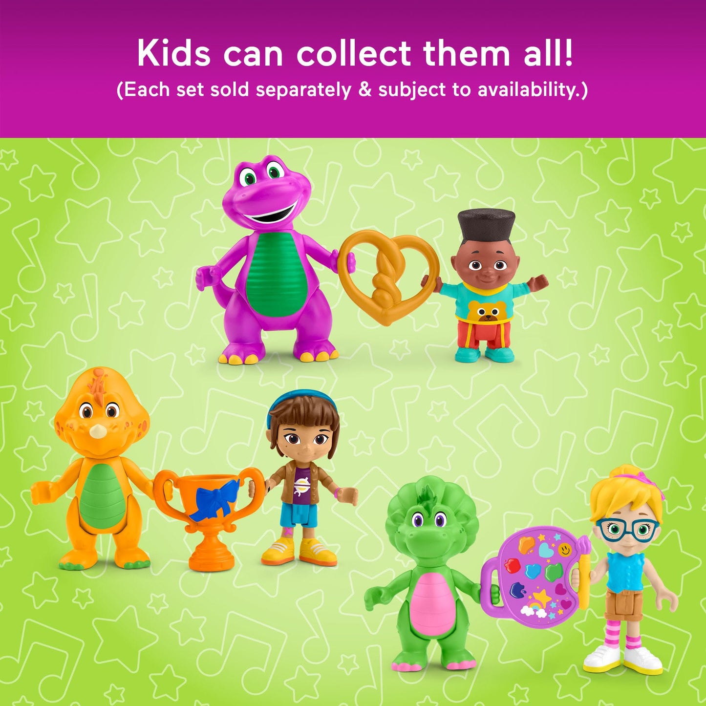 Fisher-Price Barney’s World 3-Piece Vivie & Baby Bop Figure Set for Pretend Play (Ages 3+)