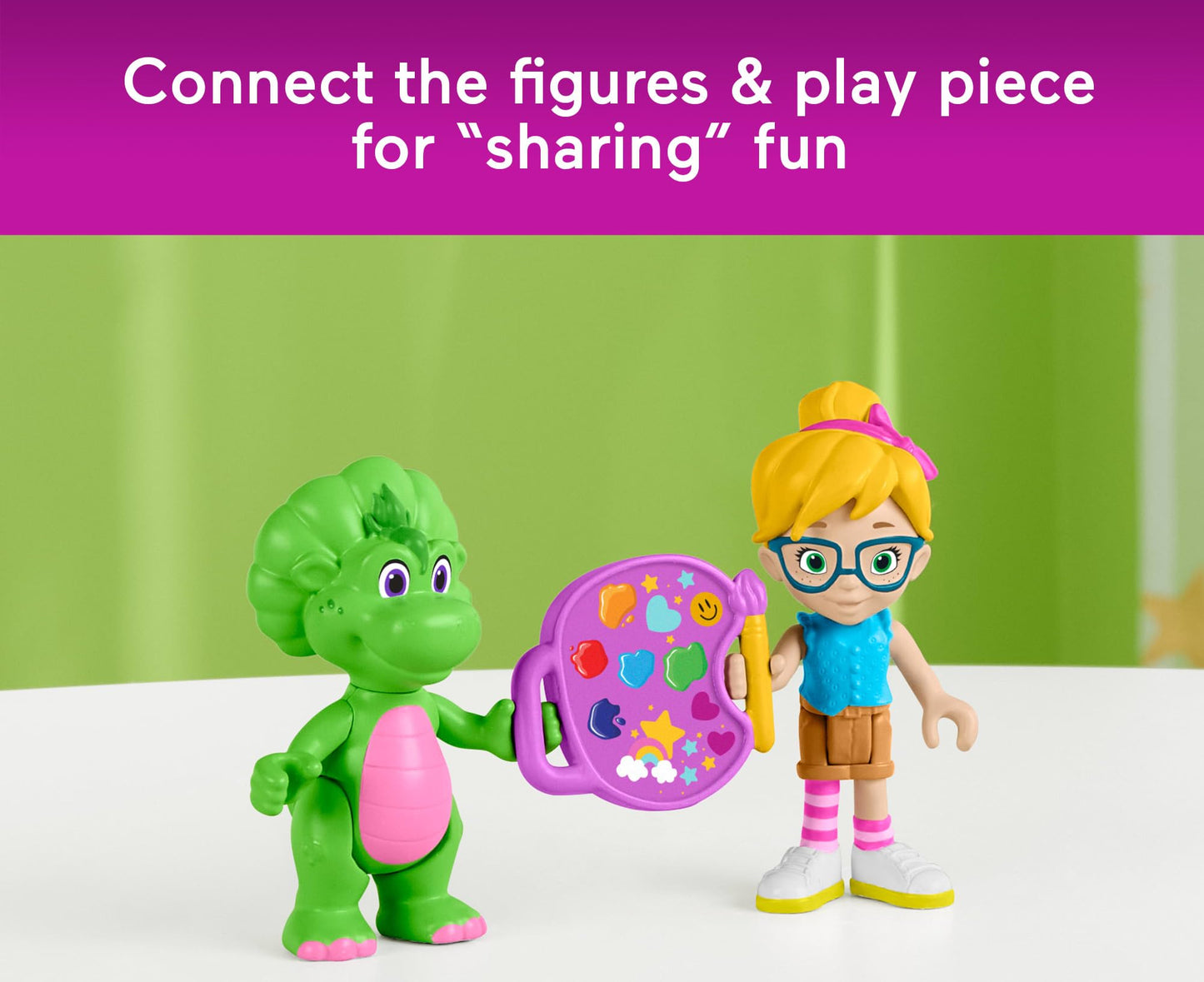 Fisher-Price Barney’s World 3-Piece Vivie & Baby Bop Figure Set for Pretend Play (Ages 3+)
