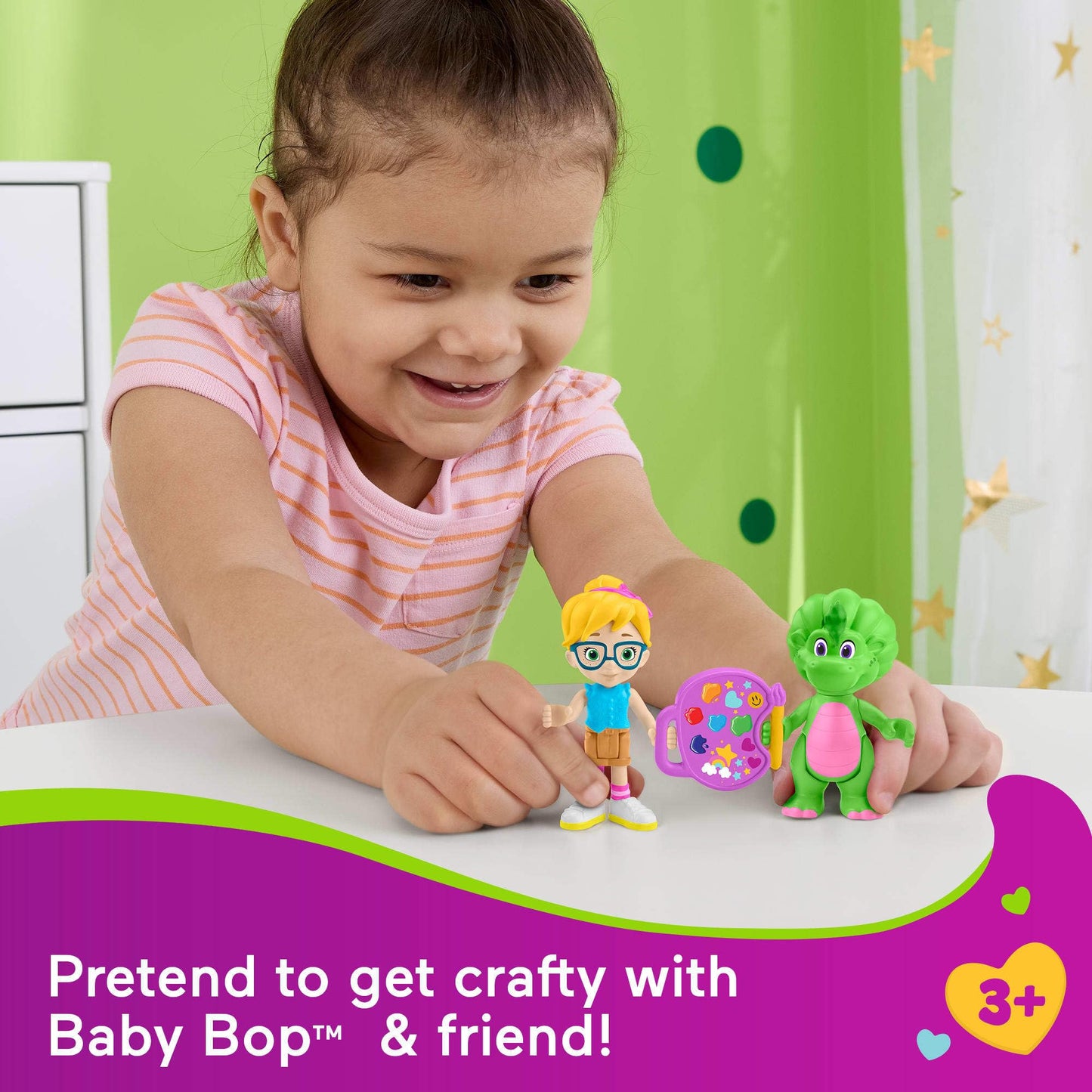 Fisher-Price Barney’s World 3-Piece Vivie & Baby Bop Figure Set for Pretend Play (Ages 3+)